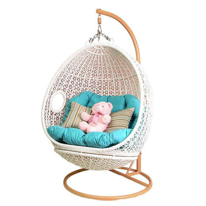 Hanging Basket Rattan Chair Rocking Indoor Swing Household Lazy Hammock Adult Orchid Balcony Net Red Bird's Nest Hanging Chair Single Rattan Hanging Chair - Bold Support [white]