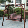 Outdoor Solid Wood Rocking Chair Carbonized Swing Hanging Chair Park Courtyard Balcony Leisure Chair Double Tables And Chairs Antiseptic Wood Hanging Chair Small Swing
