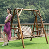 Outdoor Solid Wood Rocking Chair Carbonized Swing Hanging Chair Park Courtyard Balcony Leisure Chair Double Tables And Chairs Antiseptic Wood Hanging Chair Small Swing