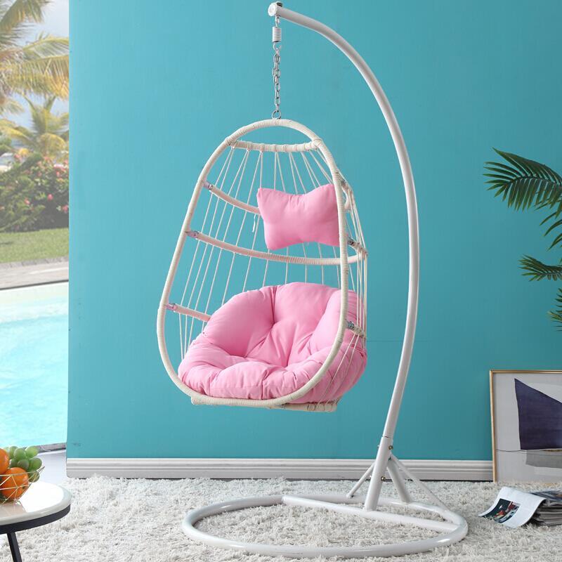 Hanging Chair Net Red Basket Rattan Bedroom Swing Girl Single Room Balcony Orchid Chair Hammock Cradle Chair A Beige Single