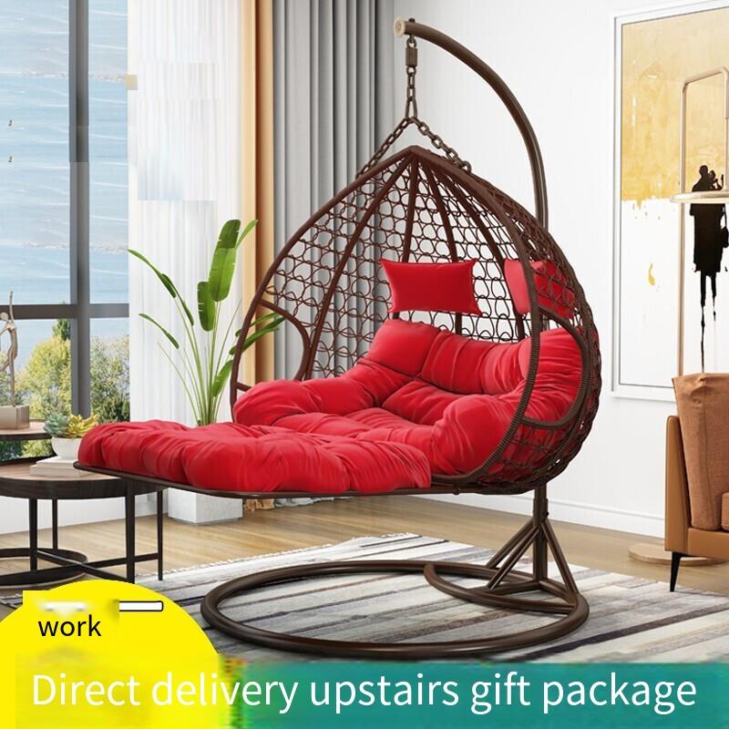 Hall Hanging Chair Balcony Basket Rattan Chair Indoor Room Dormitory Swing Rocking Chair Outdoor Double Lazy Hammock Rocking European Bird's Nest Drop