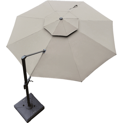 Outdoor Umbrella Sunshade Umbrella Outdoor Umbrella Khaki Super Large Thick 3.5m Round [with 100kg Marble Rotary Base]