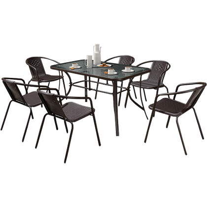 Outdoor Table And Chair Combination Balcony Modern Simple Three Piece Set Courtyard Outdoor Iron Leisure Table And Chair Table Imitation Rattan Chair 4