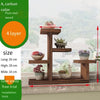 6 Pieces Floating Windowsill Multi Meat Rack Office Ultra Narrow Small Flower Rack Solid Wood Living Room Balcony Windowsill Rack Multi-layer Bonsai Rack Floor Type Desktop Multi Meat Flower Pot Rack A Carbon Color