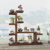 6 Pieces Floating Windowsill Multi Meat Rack Office Ultra Narrow Small Flower Rack Solid Wood Living Room Balcony Windowsill Rack Multi-layer Bonsai Rack Floor Type Desktop Multi Meat Flower Pot Rack A Carbon Color