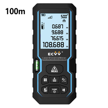 ECVV Laser Distance Measure Meter Range Finder Portable Digital Handle Tape M/in/Ft Unit Auto Height Area Volume Pythagorean Measure Tool with Bubble Level