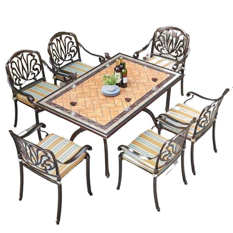 Outdoor Cast Aluminum Tables And Chairs Outdoor Balcony Courtyard Sunshine Room Tables And Chairs Terrace Garden Villa External Table And Chair Combination Iron Aluminum Alloy Tables And Chairs European Simple Leisure Tables And Chairs