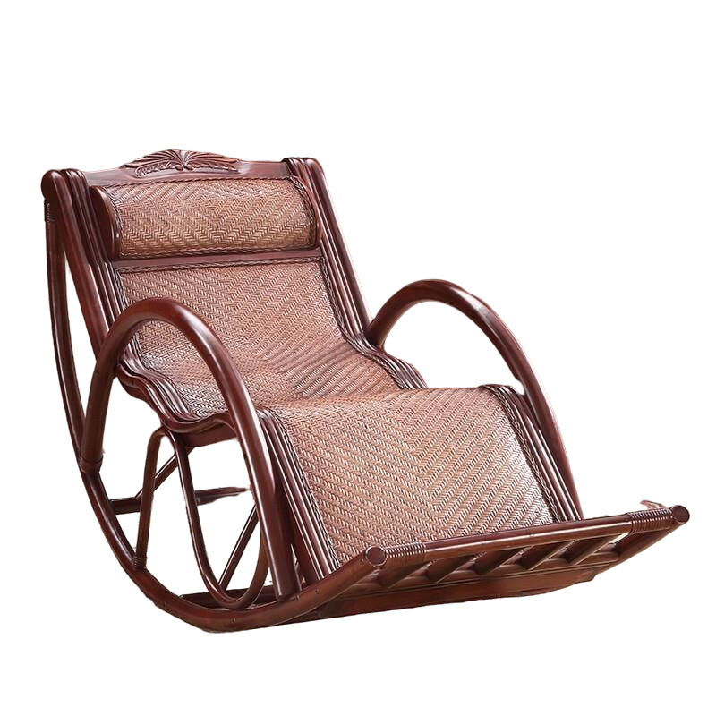 Walnut Rocking Chair Rocking Chair Rattan Chair Balcony Leisure Chair Household Real Rattan Upholstery Chair Indoor Lazy Nap Chair Elderly Carefree Chair Rocking Chair