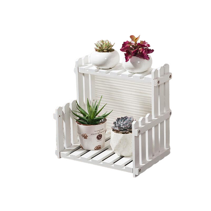 6 Pieces Solid Wood Flower Rack Living Room Balcony Floor Multi-storey Flower Pot Rack On The Table White 30 Long