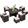 Outdoor Balcony Leisure Table And Chair Combination Courtyard Garden Terrace Rattan Chair Villa Courtyard Table And Chair 4 Chairs + 4 Benches + Square Table