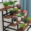 Flower Rack Iron Art Living Room Flower Rack Indoor Multi-layer Solid Wood Steel Wood Flower Rack Balcony Pot Rack Ladder Four Layers Thickened 120 Long