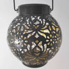 2 Pack LED Solar Wrought Iron Hollow Lantern Outdoor Garden Yard Decoration Portable Hanging Lamp Anti-rust Coating
