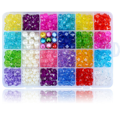24 Grids Diy Crystal Chip Beads Gem Fragments Jewelry Bracelet Beads and Jewelry Making Gemstone Kit with A Transparent Box（500pcs）