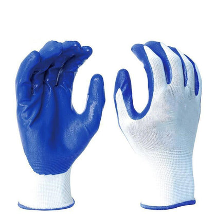 6*12 Pairs Of Free Size Nitrile Blue Safety Gloves Rubber Coated Gloves Hand Coated Gloves Construction Protective Gloves