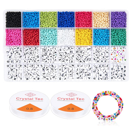 Diy Handmade Beads with Alphabet Letter Patterns and Love Patterns 3mm for Necklaces, Bracelets, Jewelry Making Kits Key Chains with Box( 5000pcs)