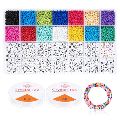 Diy Handmade Beads with Alphabet Letter Patterns and Love Patterns 3mm for Necklaces, Bracelets, Jewelry Making Kits Key Chains with Box( 5000pcs)