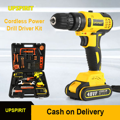 Cordless Drill, Electric Power Drill Set with 2 Batteries and Charger, 2 Variable Speed 18v Multi Speed 10mm Chuck with Reverse with Drill Bits