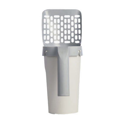 Cat Litter Scoop Integrated Shovel with Hollow Sifter Extra Waste Bin Ergonomic Handle Solid PP Scooper for Kitty Litter Boxes, 11.4