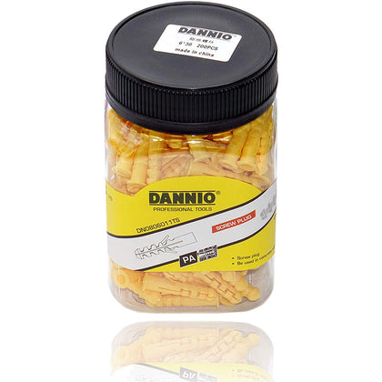 DANNIO 6X30mm Expansion Screw | Plastic Expansion Pipe Column Concrete Anchor Wall Plug Frame Fixings Tube Yellow 200pcs | 0630