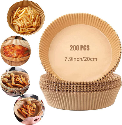 200PCS Air Fryer Disposable Paper Liner 7.9inch/20cm Non-Stick Air Fryer Liners