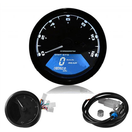 Motorcycle LCD Odometer Baboon Meter Tachometer Speedometer LCD Oil Meter With Sensor 12V