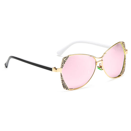 NALANDA Pink Women's Polarized Aviator Sunglasses with Carving Pattern UV400 HD Lens Metal PC Frame Glasses For Outdoor Travel Driving Daily Use