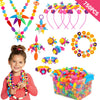 DIY Pop Children's Handmade Beaded Jewelry Making Kit Hair Band Necklace Bracelet Ring Toy for Girls with 5 Headbands, 10 Bracelets, 15 Rings, 1 Booklet and 1 Portable Storage box(750pcs)