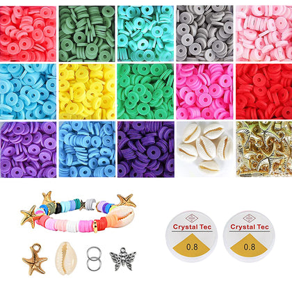 Diy Flat Round Beads with Starfish Shell Iron Ring and Container Box Jewelry Making, Used to Make Necklace Bracelets 6mm（4000pcs）