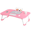 Laptop Desk Folding Bed Table With iPad and Cup Holder Anti Slip Legs Foldable for Study Eating Reading With Free Lights And Fans