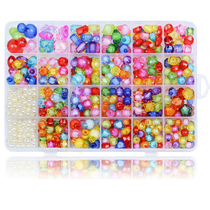 24 Grids Diy Gemstone Bead Kit Round Crystal Shards Jewelry Making Beads Crystal Beads Pearls Used to Make Jewelry, such as Bracelets, Necklaces, Earrings(500pcs）