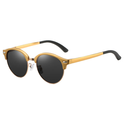 NALANDA Men's Polarized Sunglasses Black and Gold Sunglasses Outdoor Sport Driving Sun Glasses, Classic Retro Designer Style, 100% UV Blocking