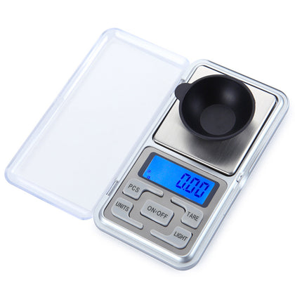 Digital Grams Pocket Scale Small Herb Mini Food Scale Jewelry Scale,500g by 0.01g,Backlit LCD, Stainless Steel,Silver