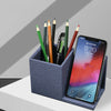 10W Fast PU Wireless Charger Desktop Pen Holder Storage Box Organizer Box Office Desk Creative Pen Case