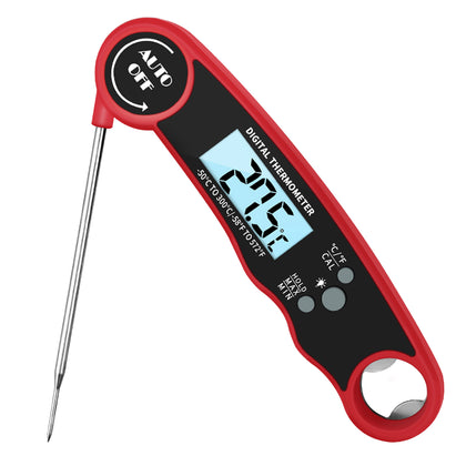 Digital Meat Thermometer Food Thermometer with Backlight LCD Magnet and Corkscrew,Super Waterproof Kitchen Cooking Thermometer Probe for Baking, BBQ