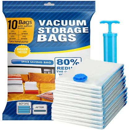 10 Pack large Space Saver Vacuum Storage Bags for packing ,Clothes, Blankets