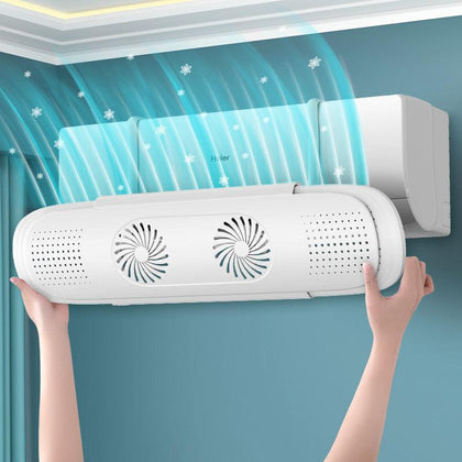 No-Installation Double Fan Air Conditioner Blade Wind Deflector Retractable Anti Direct Blow Air Conditioner Wind Deflector