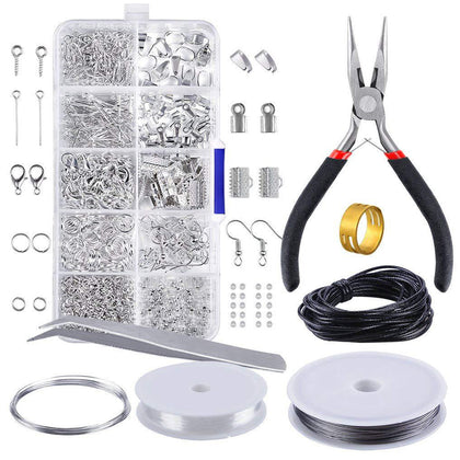 10 Grid DIY Earring Accessories Making Supplies Material Kit with Accessories Jewelry Repair Tools, with Earring Hooks, Jump Rings, Pliers, Tweezers