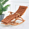 Bamboo Rocking Chair with Comfortable Cushions Folding Sun Lounger Outdoor Relaxer Zero Gravity Recliner Chair Adult Lazy Casual Wood Chair For Home
