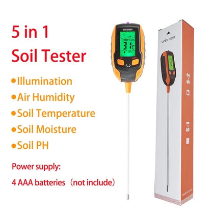 5 in 1 household potted pot soil tester pH detector acidity meter illuminance meter temperature hygrometer moisture meter