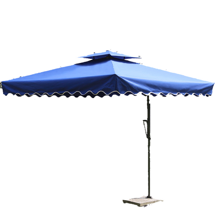 Outdoor Umbrella Large Stall Umbrella Outdoor Sentry Box Umbrella Leisure Terrace Courtyard Umbrella 2.5 Rain Proof Royal Blue Cross