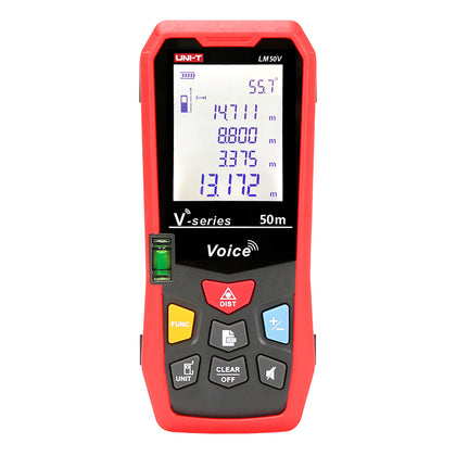 UNI-T Laser Range Finder 50m High Precision Laser Distance Meter Electronic Ruler with Voice Broadcast Function 50M Range USB Charging 2.0inch Display