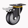 5 Inch Flat Bottom Plastic Double Brake Black Artificial Rubber Caster 4 Medium Universal Wheels / Set