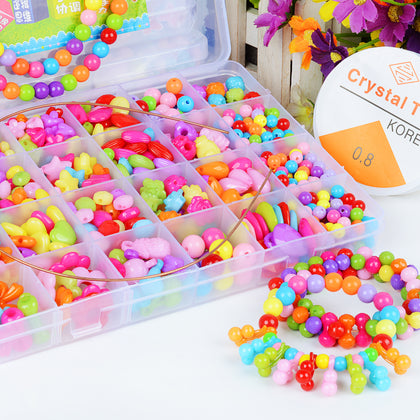 24 Grids Diy Candy Color Love Beads Fruit Beads Round Beads Flower Beads Butterfly Beads DIY Handmade Beads Beads Jewelry Making Set with Box(450pcs)
