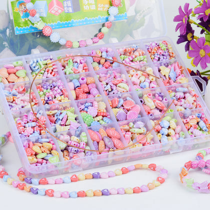 24 Grids Candy Color Diy Handmade Beads With Butterfly Beads, Fish Beads, Flower Beads, Shell Beads, Moon Beads, Used for Jewelry Making, Necklaces, Bracelets(550pcs)