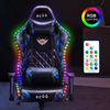 ECVV RGB LED Gaming Chair and Gaming Desk Set Plus Size Oil Wax Leather Chair with Carbon Fiber Textured Gaming Table for E-sports Player Gaming Anchor