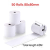 POS Thermal Receipt Printer Paper,80mmx80mm,50 Rolls/Pack,Applicable To Bank Queues, Hospitals, Hotels, Restaurants, Supermarkets, Convenience Stores