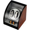 CHIYODA Automatic Dual Watch Winder Handmade Wooden Watch Box With Curved Window, Double Quiet Japanese Motor And 12 Rotation Modes