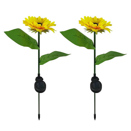 2PCS LED Solar Light Sunflower Lamp Waterproof Outdoor Courtyard Garden Lawn Pathway Decoration