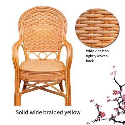 Outdoor Furniture Rattan Chair Yellow Single Armchair Hand Woven Leisure Balcony Desk Chair Office Computer Chair Solid Back Braided