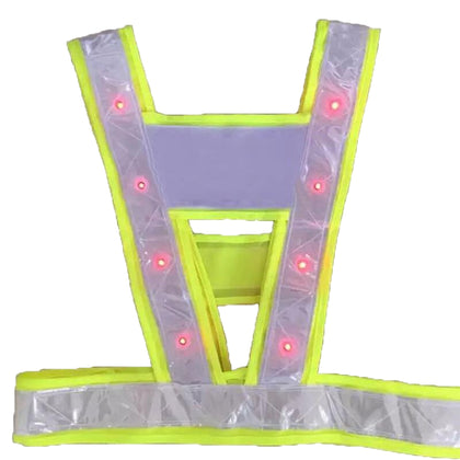 6 Pieces LED Reflective Vest LED Light Reflective Vest I-shaped And V-shaped Suit Reflective Clothing Riding Reflective Clothes Fluorescent Yellow